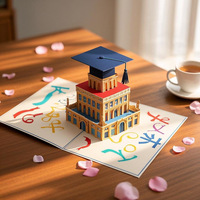 Carte de vœux 3D pop-up musicale LED personnalisée faite à la main avec enveloppe en papier pour la Saint-Valentin, la remise des diplômes, les anniversaires et les cadeaux de fête