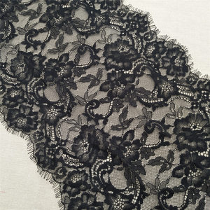 Dentelle à franges en nylon noir 100% style français, dentelle à franges en maille tricotée, ruban en dentelle à franges en nylon pour robes de mariée - Product Image 1