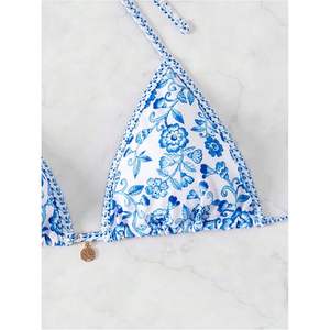 Haut de bikini triangle personnalisé pour femme, imprimé numérique, dos croisé, rembourrage amovible, maillot de bain - Product Image 3