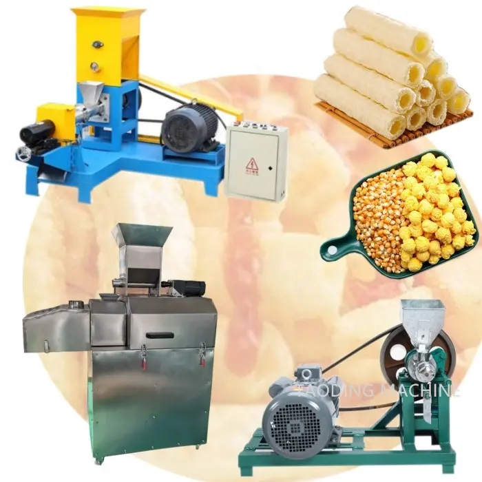 Mesin pembuat puff jagung awet otomatis penuh untuk rumah penjualan flaker jagung oat puff komersial mesin ekstruder bantalan jagung
