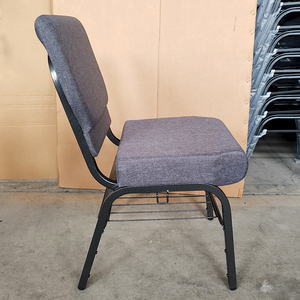Chaises d'église empilables en métal inoxydable rembourrées avec porte-livres, confortables et imbriquées, au meilleur prix - Product Image 6
