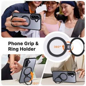 Funda Magnética Delgada con Sensación de Piel para Teléfono, 360 °   Soporte de Anillo Giratorio, Marco Metálico para Cámara, Funda Antigolpes para Samsung <span class=keywords><strong>Galaxy</strong></span> A27 A57 A37 - Product Image 4
