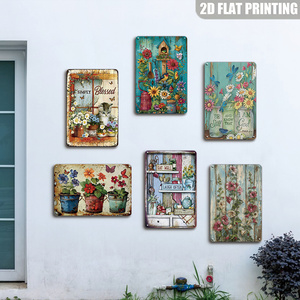 Letrero Metálico con Diseño de Gato y Flor, Estilo Rústico Vintage, Decoración de Pared para el Hogar y <span class=keywords><strong>la</strong></span> Casa de Campo - Product Image 4