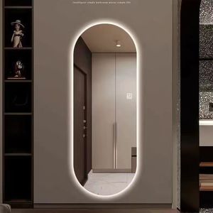 Hình Bầu Dục Đầy Đủ Chiều Dài LED Chiếu Sáng Gương Kính Thông Minh Mặc Quần Áo Gương Cho Phòng Khách Trang Trí Hoặc Cắt Tóc Cửa Hàng Hình Dạng Không Thường Xuyên - Product Image 5