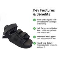 Sepatu Pasca Operasi Summer Heel Offloading, Berbahan Mesh Bernapas dengan Velcro, EVA Wedge, untuk Perawatan Plantar Fasciitis, Heel Spur, dan Ulserasi