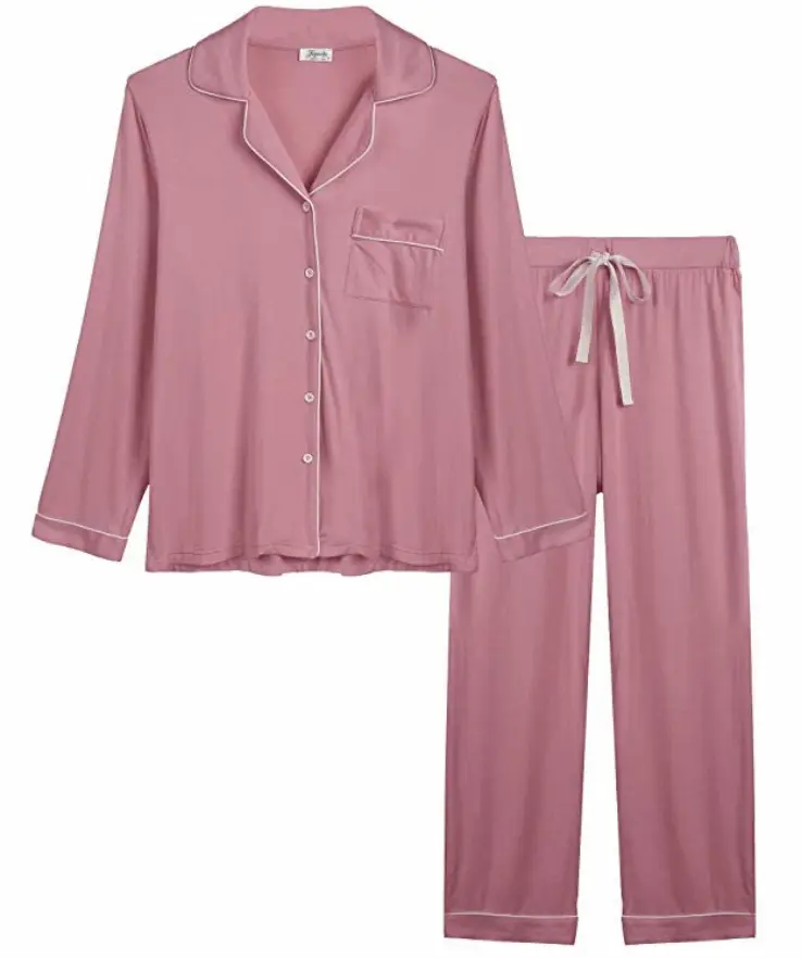 Long Sleeve Sleepwear Womens Button Down Custom Nightwear Pajamas Set