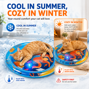 Durable Thick Cat Sensory Water Splash <b>Mat</b> Ocean Breeze Design Indoor <b>Cooling</b> Water Play Bed Toy <b>for</b> Household Cats - Product Image 5