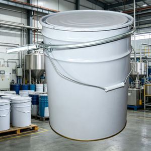 Conteneurs d'encre/peinture, vente directe d'usine, matériau en tôle, seau métallique de 20L avec couvercle - Product Image 4