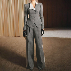 ZYHT 73804 último elegante conjunto de traje Formal a medida <span class=keywords><strong>para</strong></span> <span class=keywords><strong>mujer</strong></span>, uniforme de <span class=keywords><strong>oficina</strong></span> de dos piezas de pata de gallo <span class=keywords><strong>para</strong></span> <span class=keywords><strong>mujer</strong></span> <span class=keywords><strong>para</strong></span> negocios - Product Image 1
