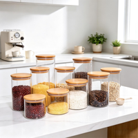 Bocal en verre hermétique de haute qualité pour le stockage des aliments, pot de conservation pour biscuits, récipient multi-aliments avec couvercle en liège en bois