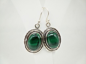 Elegantes Pendientes de Malaquita Natural, Hechos a Mano, Plata de Ley 925, Joyería para Mujer, Regalo para Fiesta o Boda, Proveedor Mayorista - Product Image 3