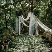 Voiles de plafond pour chaise de mariage style européen YHM, en tulle blanc, décoration style bambou, organza maillé, modèle Rss0001, succès commercial