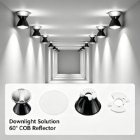Lentille réflectrice COB ronde à 60 degrés de haute qualité, directement de l'usine, pour éclairage sur rail LED et downlight