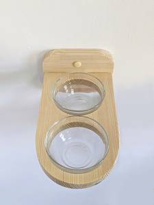 Cuenco de agua de madera de doble propósito Alimentador montado en la pared Diseño a prueba de derrames Color natural Forma redondeada Viaje Uso al aire libre - Product Image 4