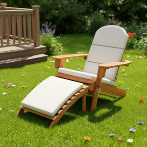 Sedia da Giardino Adirondack in Legno Massello di Acacia con Poggiapiedi, Sedia da Esterno Reclinabile a Funzionamento Manuale - Product Image 2