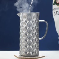 Carafe à boisson en verre borosilicate sans BPA, grande capacité, coupe diamant, faite à la main, design moderne, plusieurs couleurs, en stock