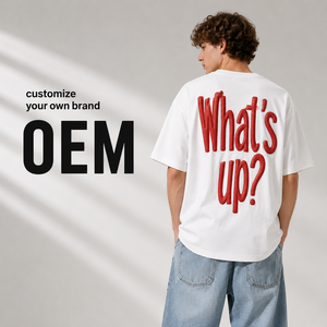 Camiseta de <span class=keywords><strong>Hombre</strong></span> con Logotipo Personalizado, Impresión 3D en Relieve, Letras Rojas, <span class=keywords><strong>Blanca</strong></span>, Estilo Urbano, Fabricante OEM - Product Image 1