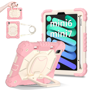 เคสซิลิโคนกันกระแทกสำหรับไอแพด เอ 16/มินิ/โปร/แอร์ ฟูล ซีรีส์ ว/360 ขาตั้งสายคล้องมือสายคล้องไหล่หลายสี - Product Image 1