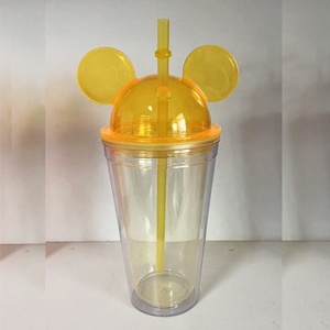 Bicchieri Acrilici con Orecchie di Topolino da 480ml (16oz) all'Ingrosso, con Coperchio e Cannuccia, Tumbler Acrilico a Doppia Parete - Product Image 4