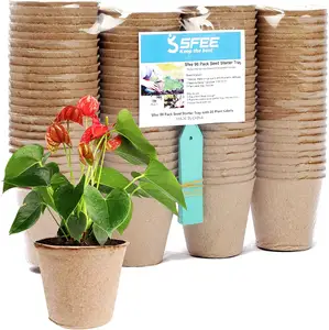Yuchen vaso de plantas biodegradável, pequeno vaso de plantas de papel verde para jardim
