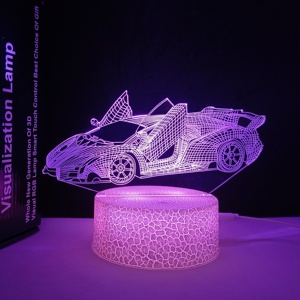Đèn Led 3D Hình Xe Hơi <span class=keywords><strong>Lightning</strong></span> McQueen, Đèn Ảo Ảnh Sáng Tạo Nhiều Màu, Thiết Kế Xe Đua, Xe Tải, Đèn Led Ảo Ảnh 3D - Product Image 5