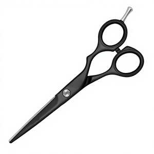 Ciseaux de coiffure professionnels noirs avec vis de tension réglable et repose-doigts amovible - Product Image 5