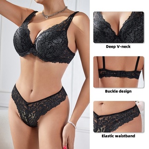 Lingerie européenne et américaine ensemble de sous-vêtements pour femmes ensemble de lingerie imprimé en dentelle S-XL sous-vêtements <span class=keywords><strong>soutien</strong></span>-<span class=keywords><strong>gorge</strong></span> en dentelle et ensembles de slips - Product Image 1