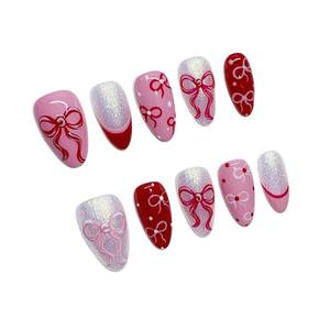 Lujo 3D flor <span class=keywords><strong>Rosa</strong></span> Stiletto prensa <span class=keywords><strong>uñas</strong></span> hecho a mano suave Gel personalizado diamantes de imitación al por mayor falsas almendras <span class=keywords><strong>uñas</strong></span> ovaladas para los dedos - Product Image 3