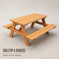 Table de pique-nique rectangulaire d'extérieur en plastique HDPE imitation bois, design moderne, robuste et durable, non pliable, mobilier d'extérieur