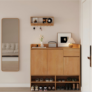 XHA customizable oak colored solid wood custom <b>shoe</b> cabinet hallway <b>storage</b> - Product Image 3