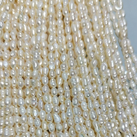 Vente en gros de perles d'eau douce naturelles en forme de pomme de terre, 5-6mm, petites perles blanches en vrac (AB2022)