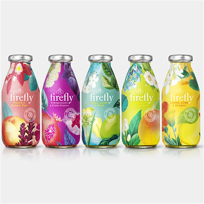 Gran oferta de grado alimenticio logotipo personalizado 250ml 1l botella de bebida de leche de jugo de fruta de vidrio transparente con tapa de Metal