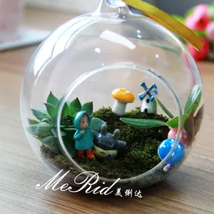 Glass Hanging Ball Clear Round Open Glass Ball Vase Glass Hanging Plant Terrarium Glass Ball Ornament Decoration Eco-friendly