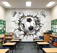 Papier peint mural 3D personnalisé sur le thème du football, revêtement mural autocollant pour chambre de garçon, salle de jeux, décoration murale sportive pour la maison