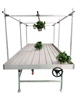 Équipement hydroponique pour serres de pépinières et culture de légumes : bacs de semis à système de marée, supports fixes pour semis, plateaux mobiles, panneaux ABS, capacité de charge 40 kg/m²