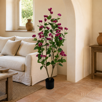 Pohon Bougainvillea Plastik Buatan 1,2m Bergaya Mediterania, Tanaman Bunga Palsu Berbunga dalam Pot, Terasa Seperti Asli, Cocok untuk Pernikahan, Patio, Villa