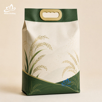 Sac d'emballage pour riz en PE écologique et recyclable, avec logo personnalisé, fermeture éclair refermable, pochette autoportante pour 3 kg et 5 kg de riz