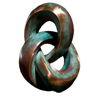Grande sculpture abstraite en bronze torsadée et circulaire pour la décoration extérieure de jardin