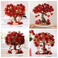 Handgefertigte Acryl Wasserdichte Weihnachts-Heimdekoration Blumen-Rosen-Baum Herzförmig für Familie zum Valentinstag