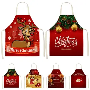 High Quality Christmas Modern Unisex Adult Kids Size Linen Kitchen Apron for Baking Cooking