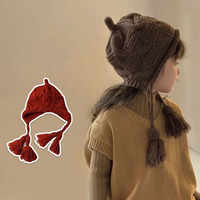 Chapeaux pour enfants pour l'automne et l'hiver, chapeaux en laine pour bébés filles, chapeaux tricotés avec pompon, chapeaux de protection des oreilles