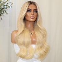 Perruque Lace Front Blonde de Luxe 100% Cheveux Humains Longue Ondulation Souple Blond Miel Raie Centrale Sans Colle Pré-Plumée Ligne de Cheveux Naturelle