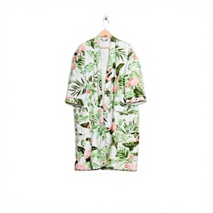 Chaqueta Acolchada Larga Estilo Kimono para Mujer, Tejida, Transpirable, de Algodón Orgánico, Reversible, Ecológica, Pintada a Mano para Invierno - Product Image 1