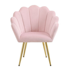 Có hình dạng hoa và chân kim loại vàng sang trọng Ghế ăn nhung màu hồng - Product Image 4