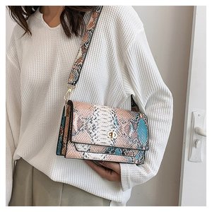 Tas Tangan Wanita <span class=keywords><strong>2</strong></span> Lapis, Tas Tangan Wanita, Tas Kurir, Tas Bahu, Tas Selempang Persegi, Tas Wanita Motif Ular, Mode Jalanan, Baru - Product Image 4