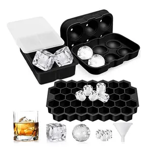 Amazon Top Verkoper Herbruikbare Bpa Gratis 2 Inch Ice Bal Mallen Gemakkelijk Release 6 Holte Sphere Vorm Silicone Ice Cube trays Met Deksels