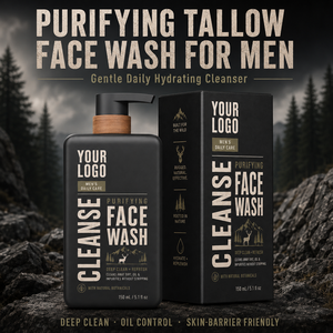 Men Gentle Daily Cleanser Preserves <b>Skin</b> Barrier Deep Hydrates Fast Cleans Dirt Oil Aloe Green Tea Tallow Purifying <b>Face</b> <b>Wash</b> - Product Image 1