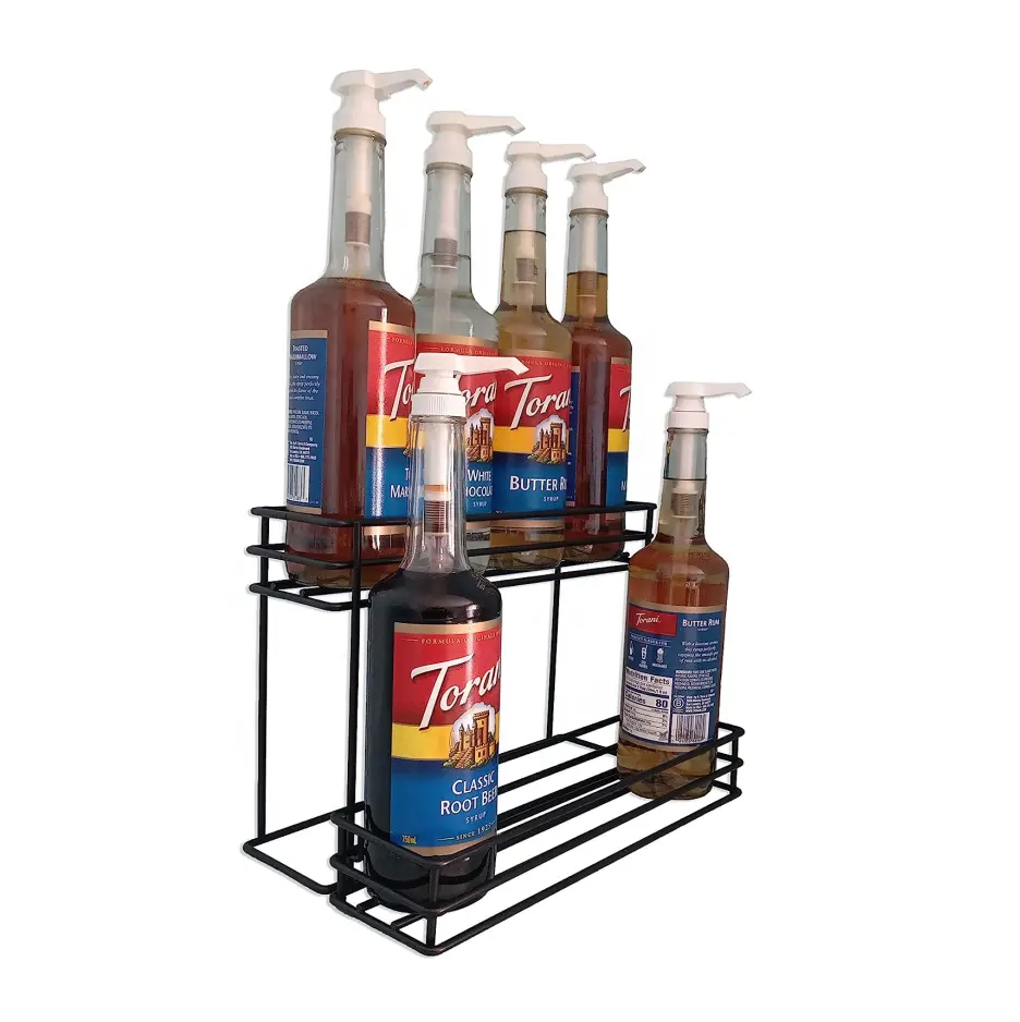 Organizador de soporte de jarabe de café de 8 botellas, estante de soporte de jarabe de café para Barra de café, estante de vino de licor de mesa