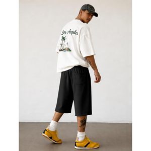 Shorts de survêtement amples pour homme FOXA, longueur au-dessus du genou, décontractés, avec cordon de serrage, coupe ample, pour la gym, 100 % coton respirant - Product Image 3