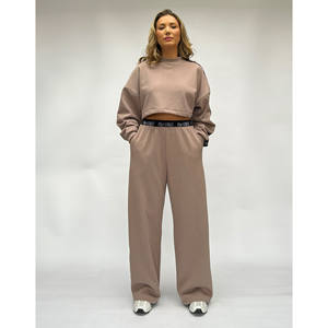 Taupe Crop Sudadera Jumper loungewear - Product Image 3